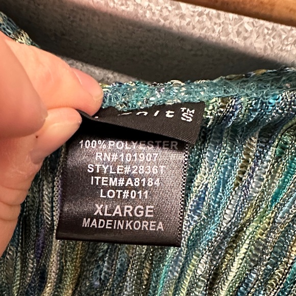 Citiknit Women’s Retro Long Sleeve Deep V Neck Flowy 90s Size XL Colorful Blouse - Picture 7 of 11